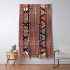 Southwestern Farmhouse II // 19th Century Colorful Red Yellow Blue Green Aztec Farm Stars Pattern Window Curtain Gallery Image 5