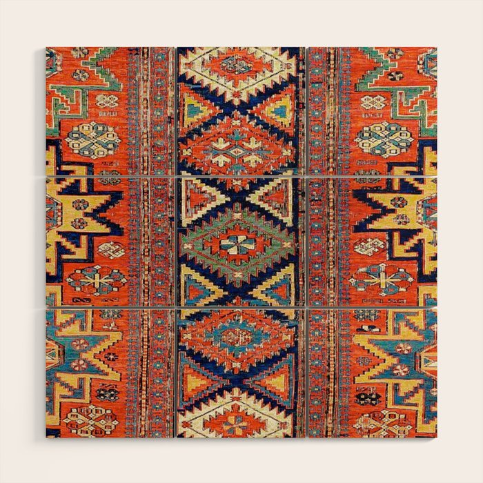 Southwestern Farmhouse II // 19th Century Colorful Red Yellow Blue Green Aztec Farm Stars Pattern Wood Wall Art Gallery Image 1