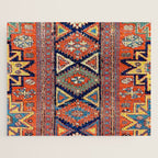 Southwestern Farmhouse II // 19th Century Colorful Red Yellow Blue Green Aztec Farm Stars Pattern Jigsaw Puzzle Gallery Image 1