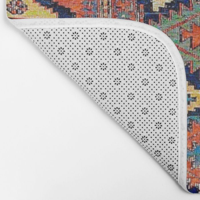 Southwestern Farmhouse II // 19th Century Colorful Red Yellow Blue Green Aztec Farm Stars Pattern Bath Mat Gallery Image 2