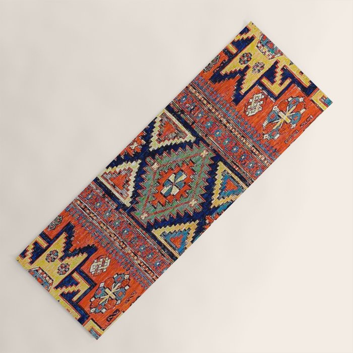 Southwestern Farmhouse II // 19th Century Colorful Red Yellow Blue Green Aztec Farm Stars Pattern Yoga Mat Gallery Image 1