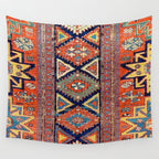 Southwestern Farmhouse II // 19th Century Colorful Red Yellow Blue Green Aztec Farm Stars Pattern Wall Tapestry Gallery Image 4