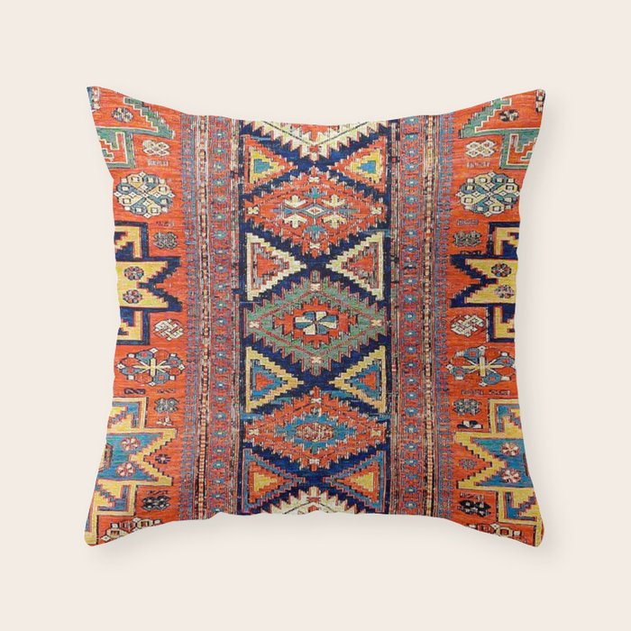 Southwestern Farmhouse II // 19th Century Colorful Red Yellow Blue Green Aztec Farm Stars Pattern Throw Pillow Gallery Image 1