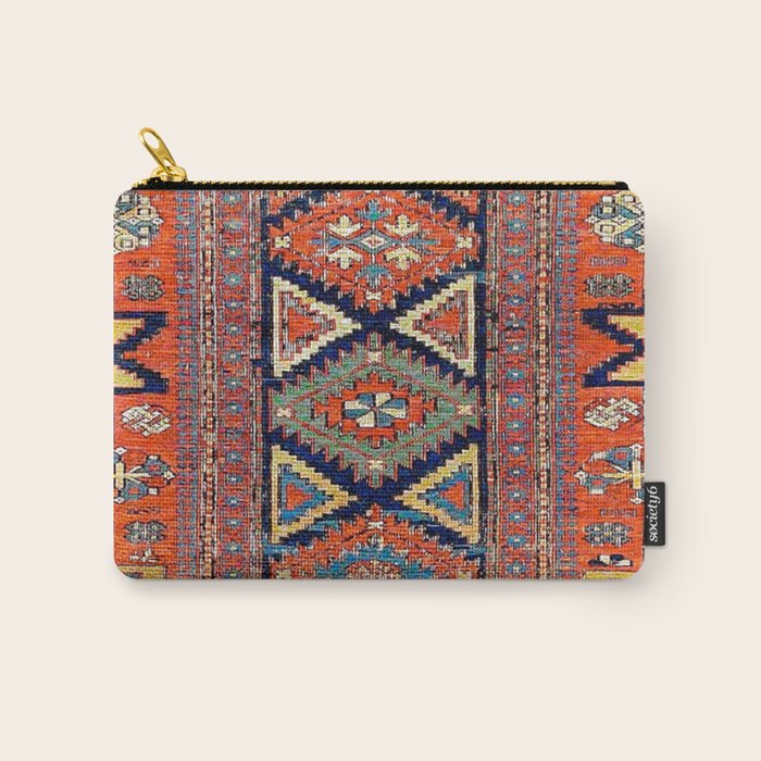 Southwestern Farmhouse II // 19th Century Colorful Red Yellow Blue Green Aztec Farm Stars Pattern Carry All Pouch Gallery Image 1