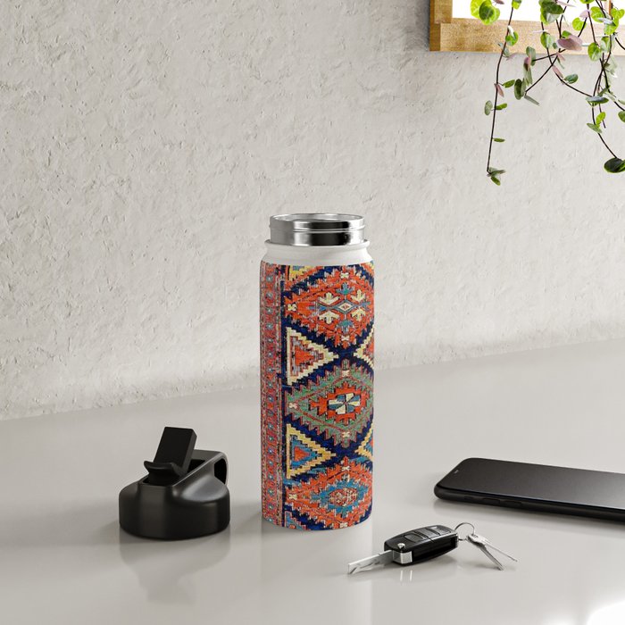 Southwestern Farmhouse II // 19th Century Colorful Red Yellow Blue Green Aztec Farm Stars Pattern Water Bottle Gallery Image 4