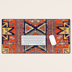 Southwestern Farmhouse II // 19th Century Colorful Red Yellow Blue Green Aztec Farm Stars Pattern Desk Mat Gallery Image 1
