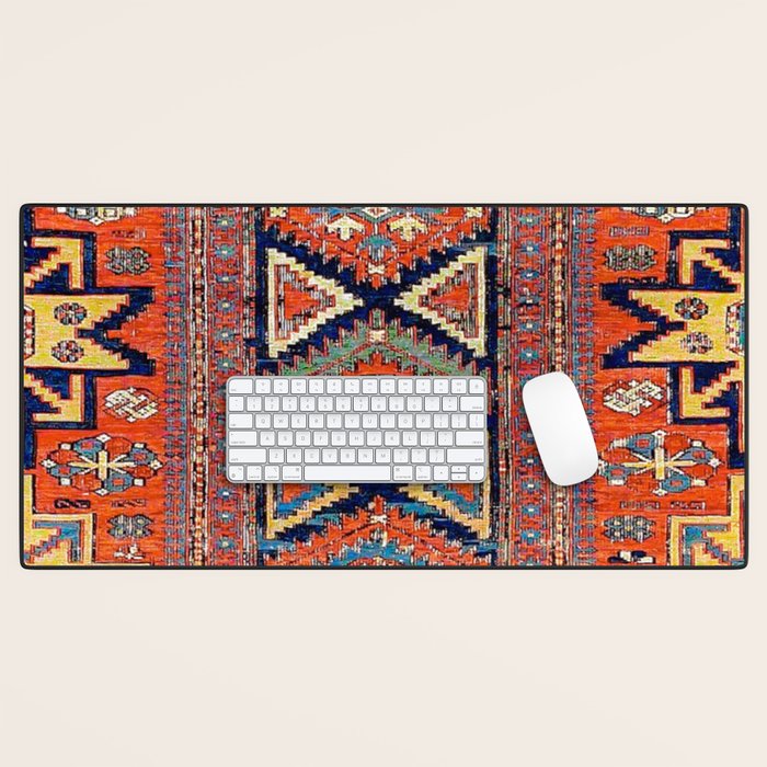 Southwestern Farmhouse II // 19th Century Colorful Red Yellow Blue Green Aztec Farm Stars Pattern Desk Mat Gallery Image 1