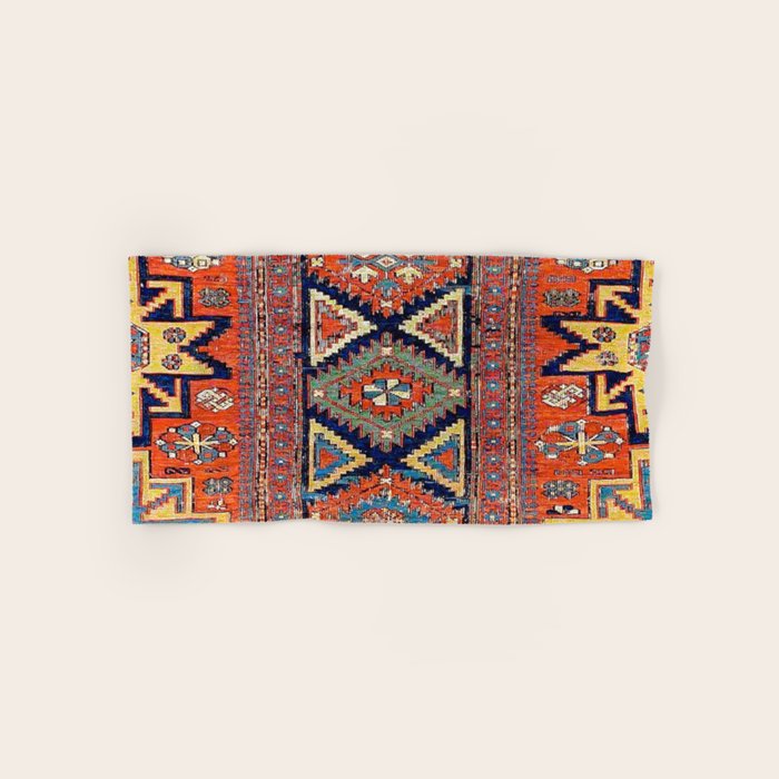 Southwestern Farmhouse II // 19th Century Colorful Red Yellow Blue Green Aztec Farm Stars Pattern Bath Towel Gallery Image 1