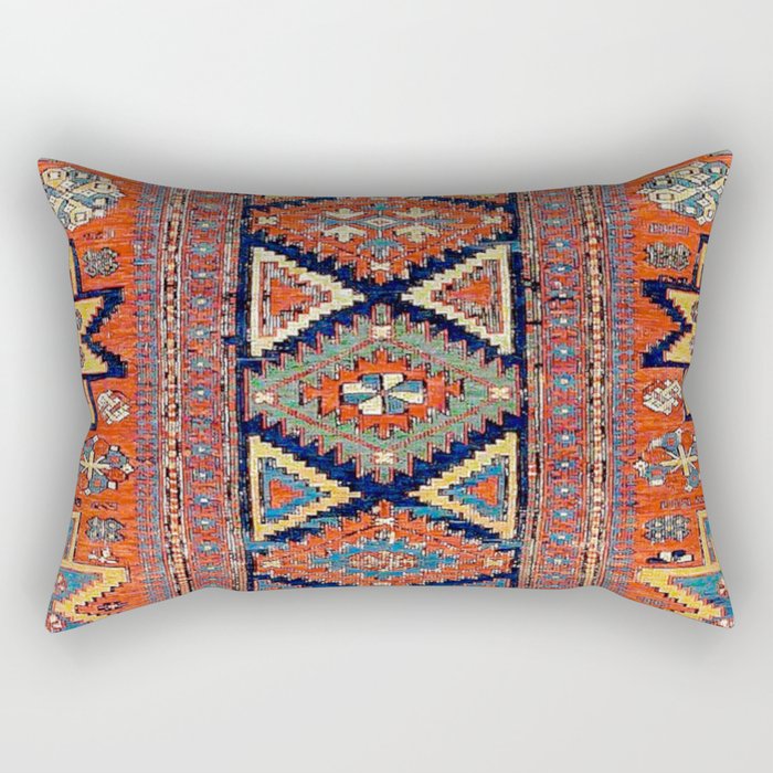 Southwestern Farmhouse II // 19th Century Colorful Red Yellow Blue Green Aztec Farm Stars Pattern Rectangular Pillow Gallery Image 2