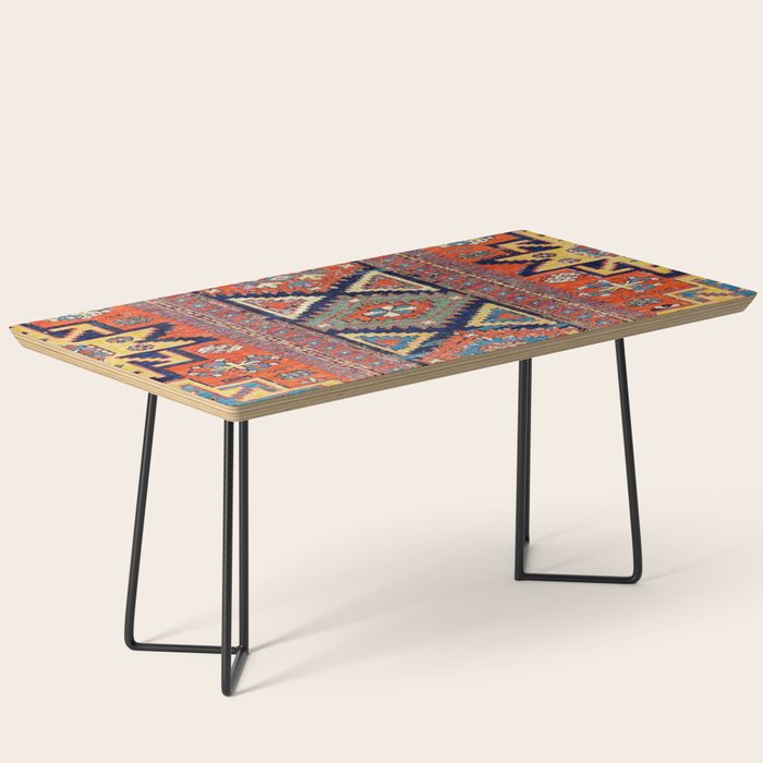 Southwestern Farmhouse II // 19th Century Colorful Red Yellow Blue Green Aztec Farm Stars Pattern Coffee Table Gallery Image 1
