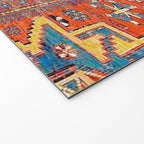 Southwestern Farmhouse II // 19th Century Colorful Red Yellow Blue Green Aztec Farm Stars Pattern Welcome Mat Gallery Image 2