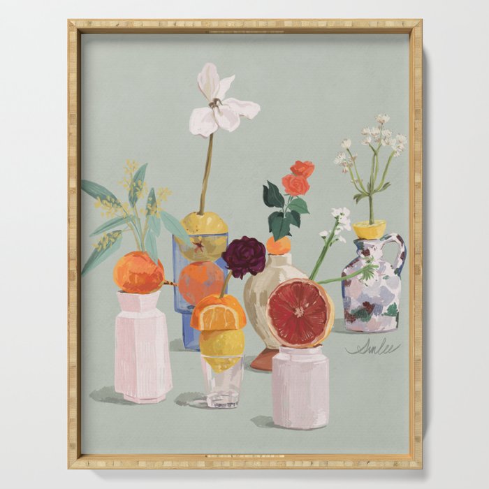 Still Life with Citrus and Flowers Serving Tray Gallery Image 1