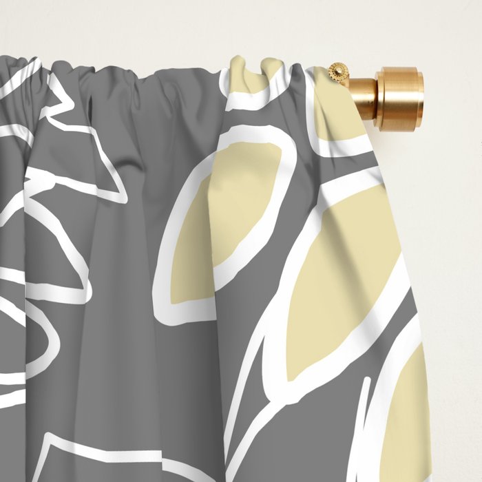 Yellow and Grey Floral Window Curtain Gallery Image 2