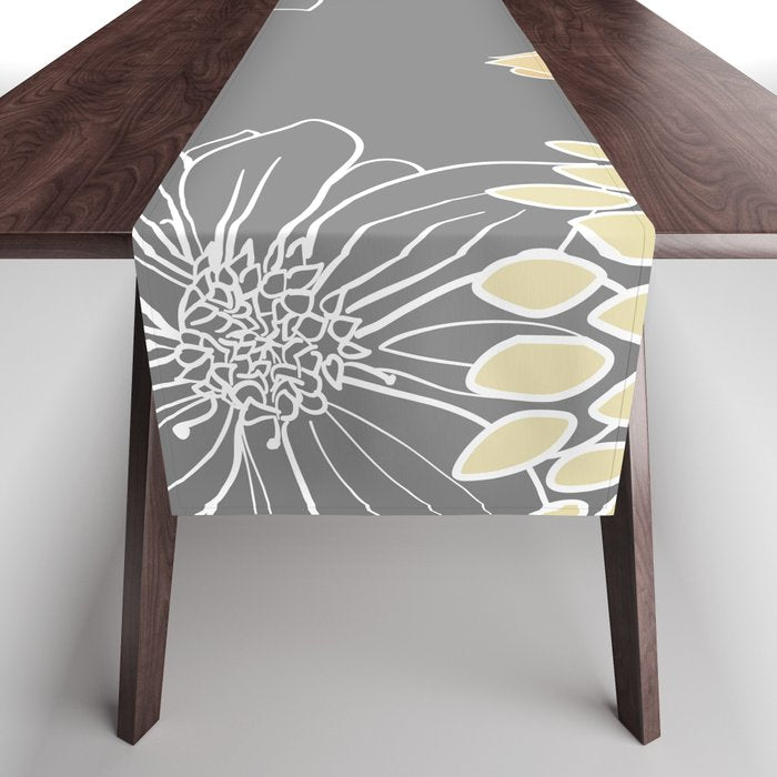 Yellow and Grey Floral Table Runner Gallery Image 1