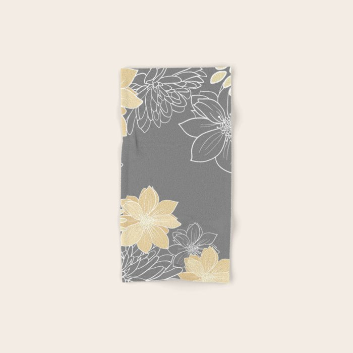 Yellow and Grey Floral Bath Towel Gallery Image 1