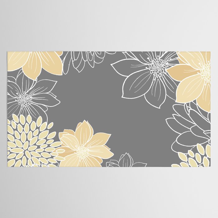 Yellow and Grey Floral Tablecloth Gallery Image 2