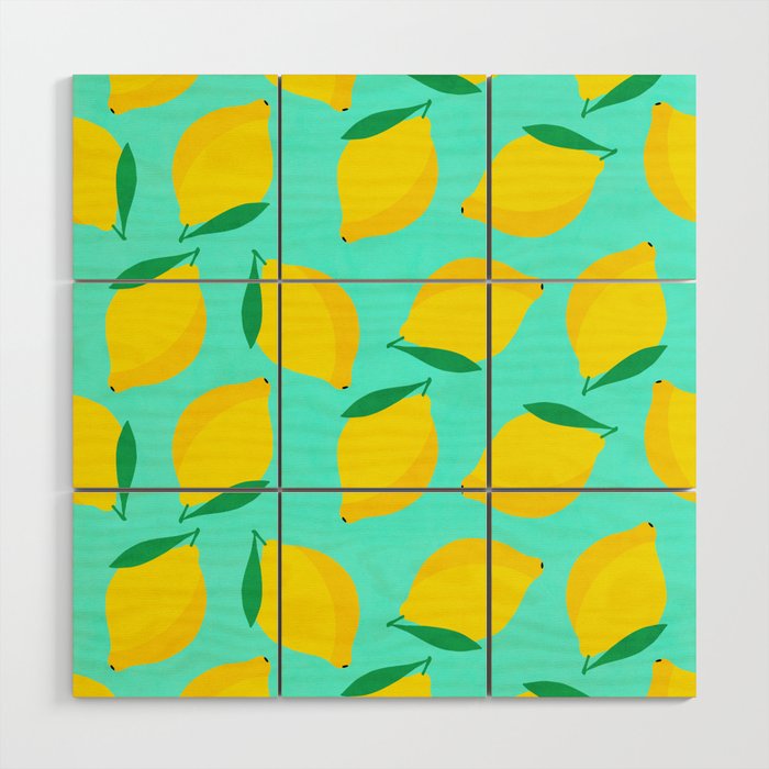 Bold and Vibrant Minimal Lemon Pattern Wood Wall Art Gallery Image 1