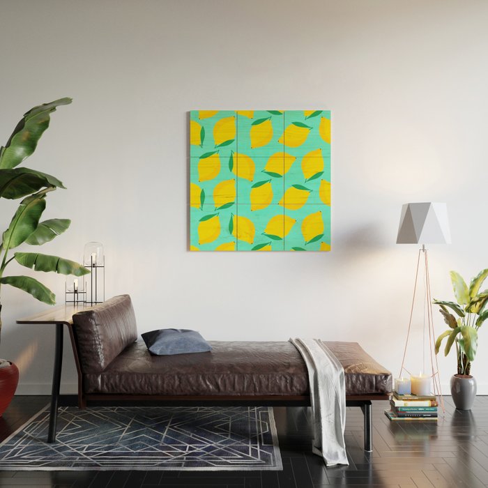 Bold and Vibrant Minimal Lemon Pattern Wood Wall Art Gallery Image 2