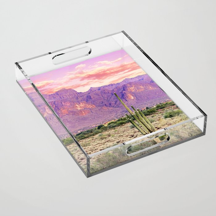 Cactus Sunset #digitalart #nature Acrylic Tray Gallery Image 1