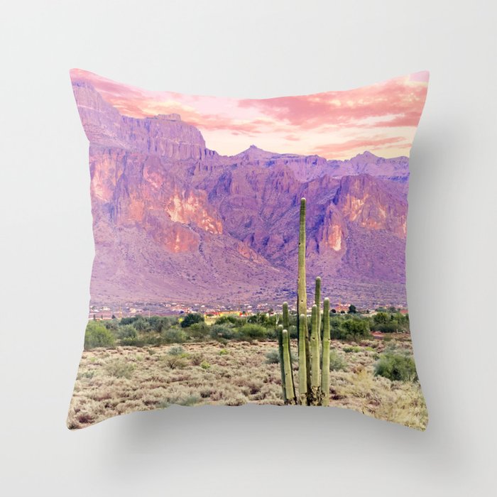 Cactus Sunset #digitalart #nature Throw Pillow Gallery Image 6