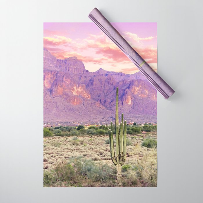 Cactus Sunset #digitalart #nature Wrapping Paper Gallery Image 1