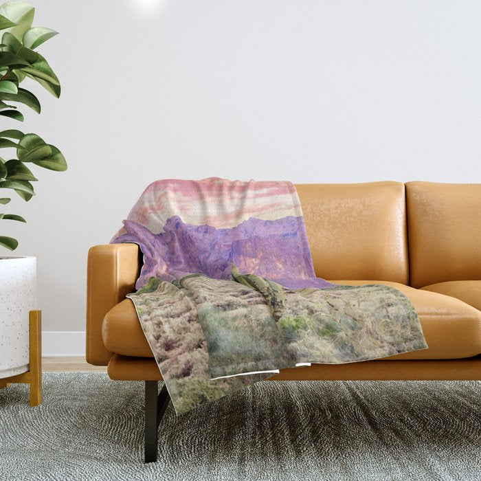 Cactus Sunset #digitalart #nature Throw Blanket Gallery Image 1