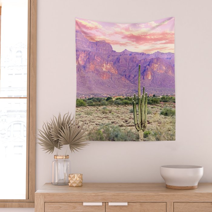 Cactus Sunset #digitalart #nature Wall Tapestry Gallery Image 2