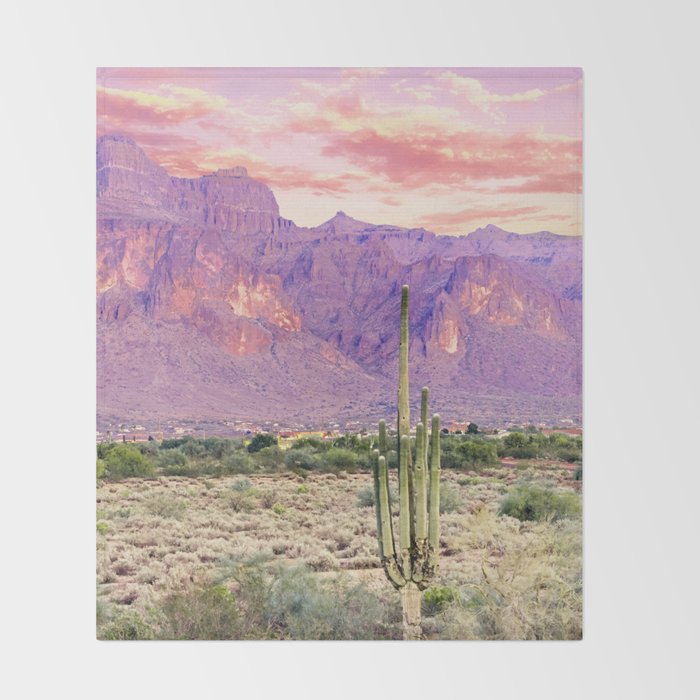 Cactus Sunset #digitalart #nature Throw Blanket Gallery Image 2