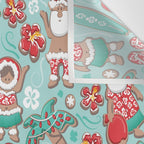 Mele Kalikimaka Hawaiian Christmas gingerbread cookies // aqua background Wall Tapestry Gallery Image 3