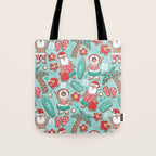 Mele Kalikimaka Hawaiian Christmas gingerbread cookies // aqua background Tote Bag Gallery Image 1
