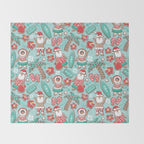 Mele Kalikimaka Hawaiian Christmas gingerbread cookies // aqua background Throw Blanket Gallery Image 2