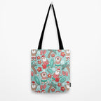 Mele Kalikimaka Hawaiian Christmas gingerbread cookies // aqua background Tote Bag Gallery Image 2