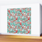 Mele Kalikimaka Hawaiian Christmas gingerbread cookies // aqua background Wall Mural Gallery Image 2