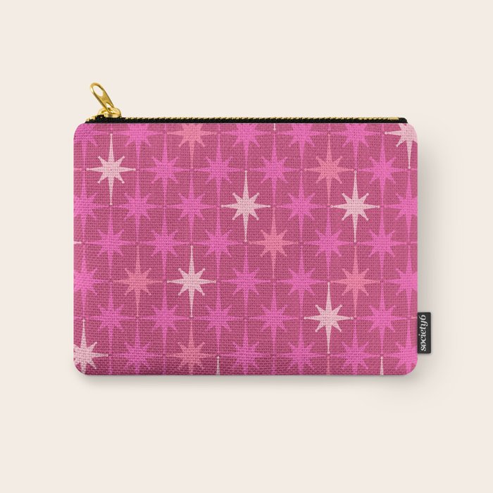 Hot Pink Stars Mid Century Modern Atomic Age Starburst Pattern Carry All Pouch Gallery Image 1