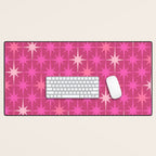 Hot Pink Stars Mid Century Modern Atomic Age Starburst Pattern Desk Mat Gallery Image 1