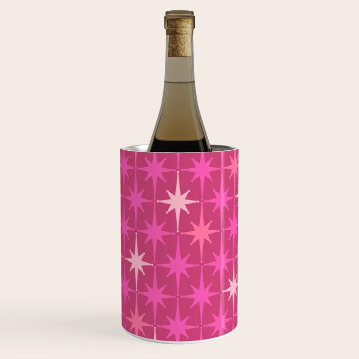 Hot Pink Stars Mid Century Modern Atomic Age Starburst Pattern Wine Chiller Gallery Image 1