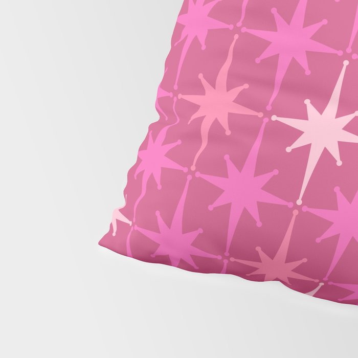 Hot Pink Stars Mid Century Modern Atomic Age Starburst Pattern Pillow Sham Gallery Image 4