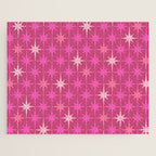 Hot Pink Stars Mid Century Modern Atomic Age Starburst Pattern Jigsaw Puzzle Gallery Image 1