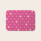 Hot Pink Stars Mid Century Modern Atomic Age Starburst Pattern Bath Mat Gallery Image 1
