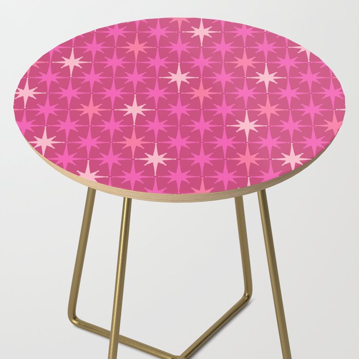 Hot Pink Stars Mid Century Modern Atomic Age Starburst Pattern Side Table Gallery Image 2