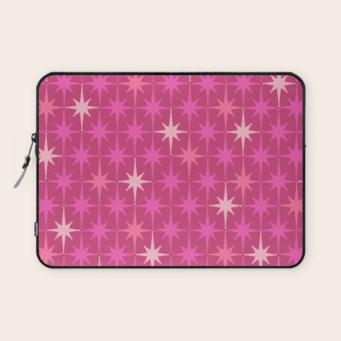Hot Pink Stars Mid Century Modern Atomic Age Starburst Pattern Laptop Sleeve Gallery Image 1