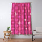 Hot Pink Stars Mid Century Modern Atomic Age Starburst Pattern Window Curtain Gallery Image 5