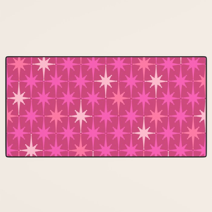 Hot Pink Stars Mid Century Modern Atomic Age Starburst Pattern Desk Mat Gallery Image 3