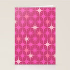 Hot Pink Stars Mid Century Modern Atomic Age Starburst Pattern Stationery Card Gallery Image 2