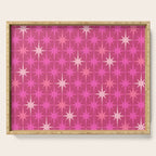 Hot Pink Stars Mid Century Modern Atomic Age Starburst Pattern Serving Tray Gallery Image 1
