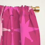 Hot Pink Stars Mid Century Modern Atomic Age Starburst Pattern Window Curtain Gallery Image 2