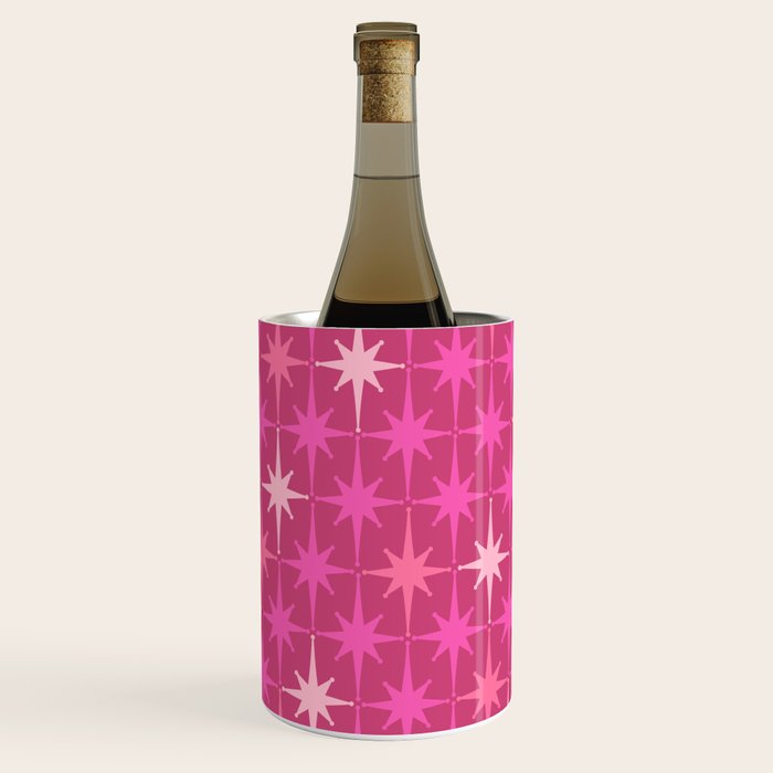 Hot Pink Stars Mid Century Modern Atomic Age Starburst Pattern Wine Chiller Gallery Image 2
