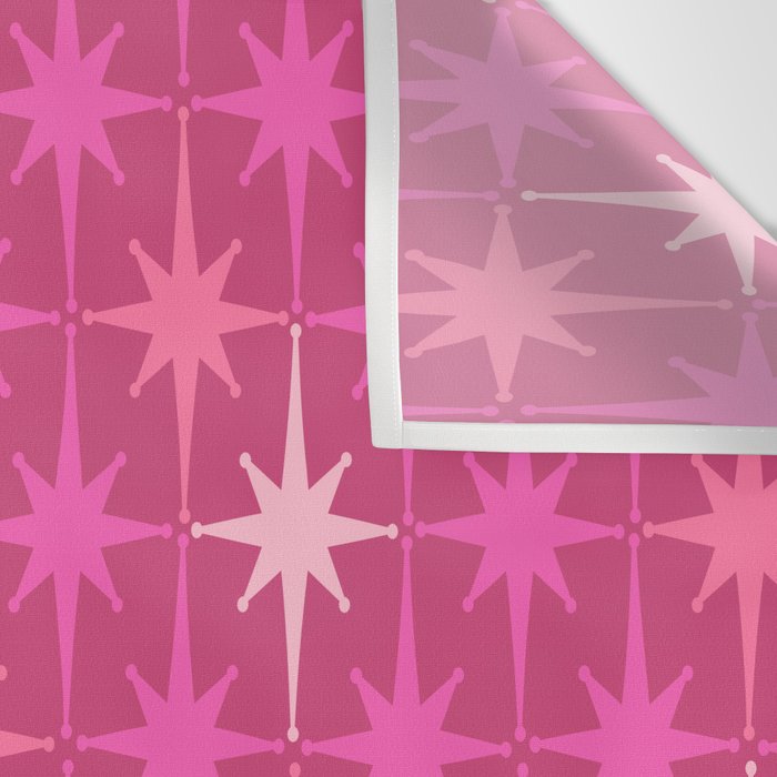 Hot Pink Stars Mid Century Modern Atomic Age Starburst Pattern Wall Tapestry Gallery Image 3