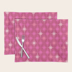 Hot Pink Stars Mid Century Modern Atomic Age Starburst Pattern Placemat Gallery Image 1