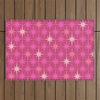 Hot Pink Stars Mid Century Modern Atomic Age Starburst Pattern Outdoor Rug Gallery Image 1